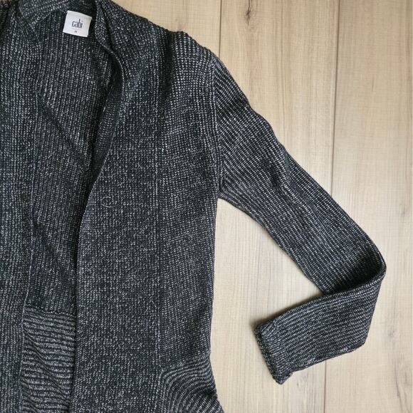 Cabi Cloak Cardigan Sweater Duster Length Black Marble Cable Knit Women Sz M - Picture 6 of 10